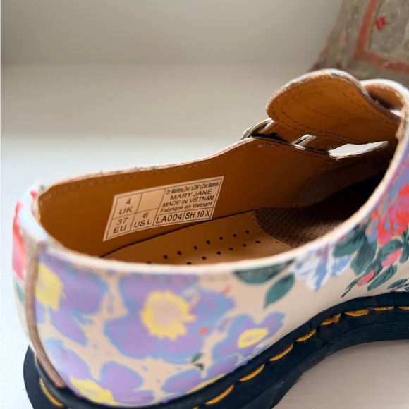 Dr. Marten’s 8065 Two Strap Mary Jane - Parchment Beige Floral Mash Up Leather - Picture 9 of 11